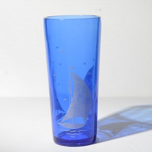 Hazel Atlas-cocktailmixer mengglas zeilen geen deksel Bart Cart Mixologie Bargerei Shooter Vintage cocktail halverwege de eeuw kobaltblauw glas