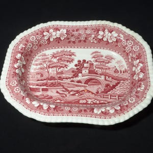 Copeland SPODE'S TOWER Pink vegetable bowl serving bowl 9.75" bone china England  transferware scene rose floral Spode Newer backstamp