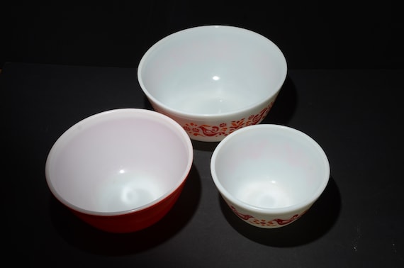 OLD PYREX FLAMEWARE 3個セット Vintage Pyrex Flameware Set: 1950s Stovetop Glass Bowls - Etsy