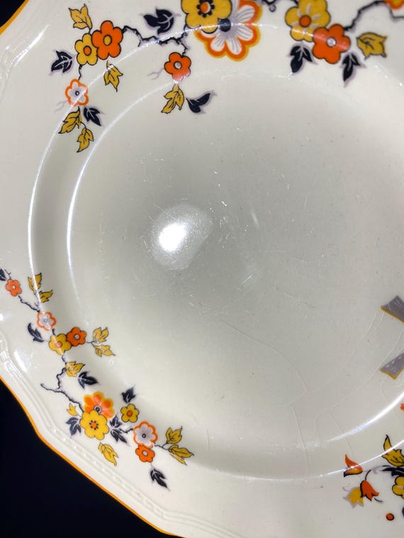 【Betty】【Ameri Vintage】MEDI CLEAR WIND Set of 4 ALFRED MEAKIN Marigold Delicia Windmill Astoria Shape