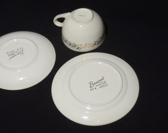 22K Gold British Empire Ware Bouquet Trio Dessert Plate