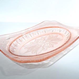 Jeannette Glass ADAM Pink depression glass platter rectangular 11 3/4" long serving dish vintage pink depression tray