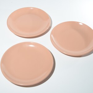 Vintage MELMAC Maplex Styleware Peach Pink Canadian melamine Set of 3 dessert plate side plate plate salmon pink camping