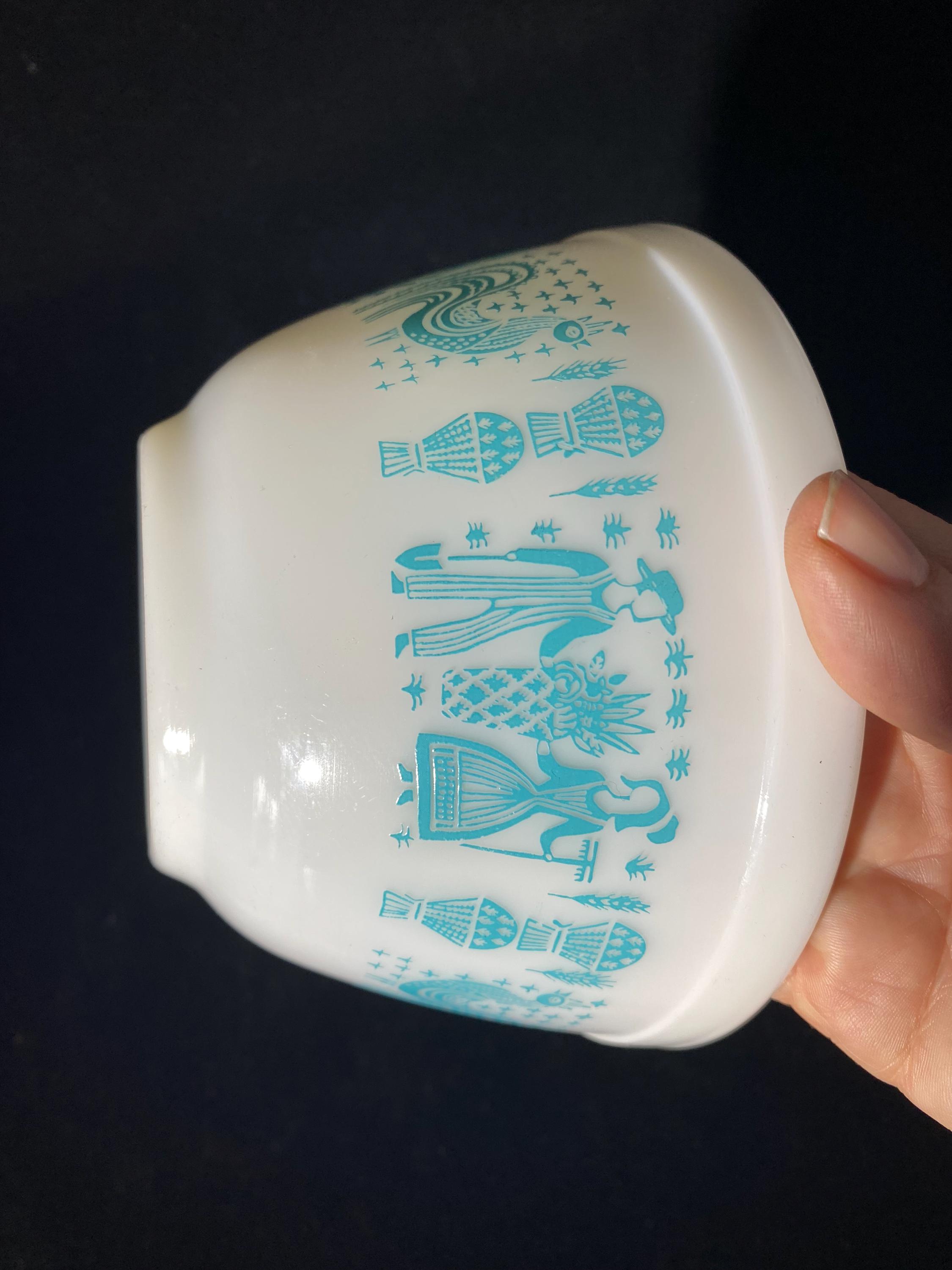 ヴィンテージ PYREX 3個セット アミッシュ バタープリント ターコイズ