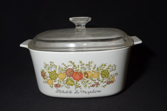 Vintage Corning Ware 3 QT Spice of Life Casserole Dish With Glass