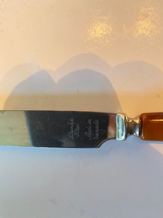 LOT DE 6 couteaux de table vintage en inox et bakélite APOLLONOX rétro