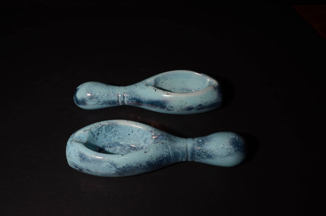 ヴィンテージ ローレンシャン陶器 2個セット アトミックブルー