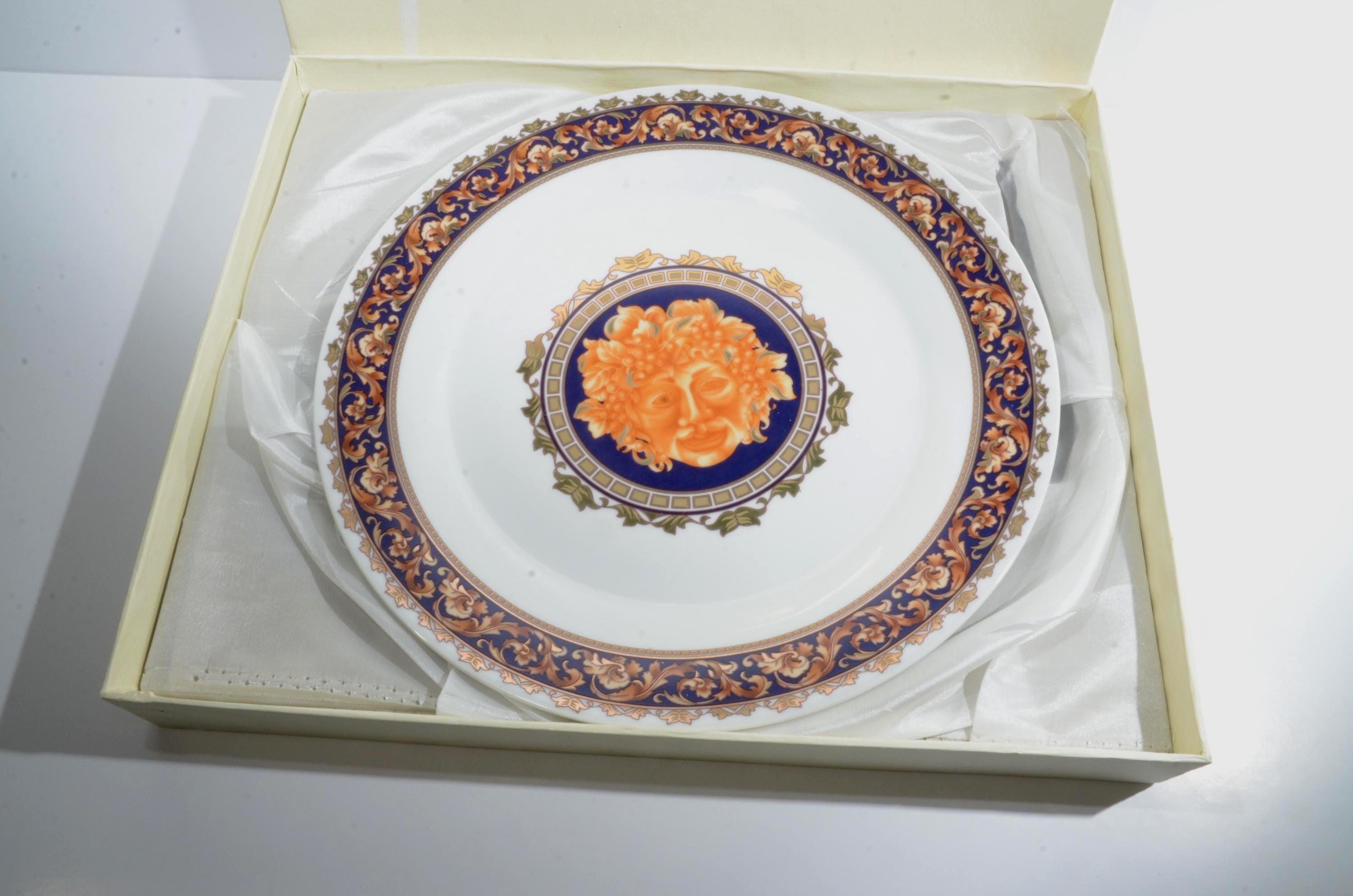 Adeline Limoges Bacchus Round Cake Plate in Box Fine Porcelain