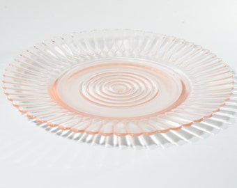 Mac Beth-Evans Glass PETALWARE sherbet plate 6.25" pink depression glass plate MacBeth SCRATCHES