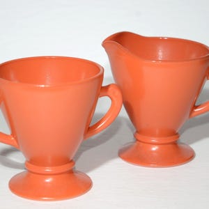 Juego de azucarero y crema HAZEL ATLAS MINT vintage Odds and Ends Ovide Pattern Platonite Burnt Orange Collectible Art deco Rust