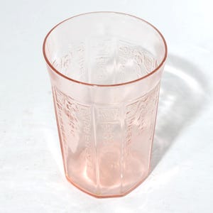 Hocking glass PRINCESS Pink depression glass tumbler 4 inches tall water glass vintage pink depression Pink glass 9 oz