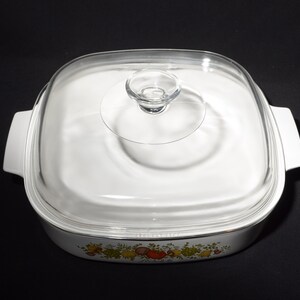 CORNING WARE 2 1/2 Quart Vintage Spice of Life Echalote Casserole A-10-B Glass Lid Covered Casserole Dish 1980s Pyroceramic Pyrex lid image 5