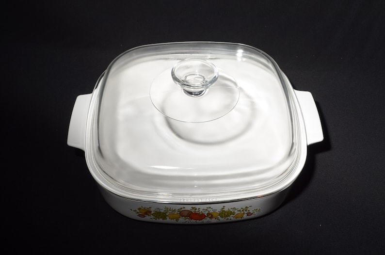 CORNING WARE 2 1/2 Quart Vintage Spice of Life Echalote Casserole A-10-B Glass Lid Covered Casserole Dish 1980s Pyroceramic Pyrex lid image 5