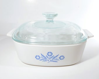 CORNING WARE ブルー コーンフラワー キャセロール A1B ガラス蓋付き