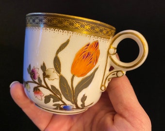 Set of 4 antique Royal Worcester tea cup and saucer teacup floral 