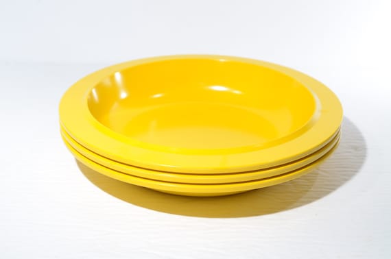 Vintage Melmac MEPAL melamine yellow orange Set of 3 deep plate bowl Mid century Hard Plastic Melamine Holland Koen de Winter D195