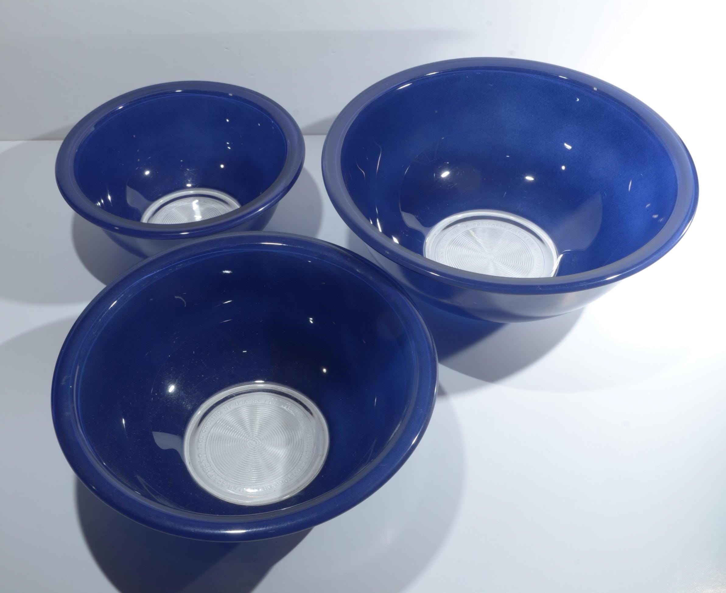 PYREX ブルー ヴィンテージ ミキシングボウル 3個セット 透明底 