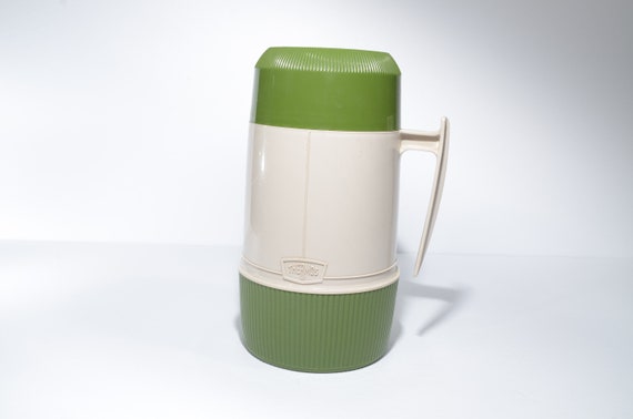 Vintage Green Thermos 6202 Mid-century Beige Hot Cold Insulated Vacuum Jar  Canada Canadian Thermos 1 Pint Complete Wide Mouth 