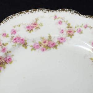 Antique MZ AUSTRIA  bread plate dessert plate Very Shabby Chic Rose Wreath Gold Rimmed romantic 1884-1909 era vintage luncheon plate