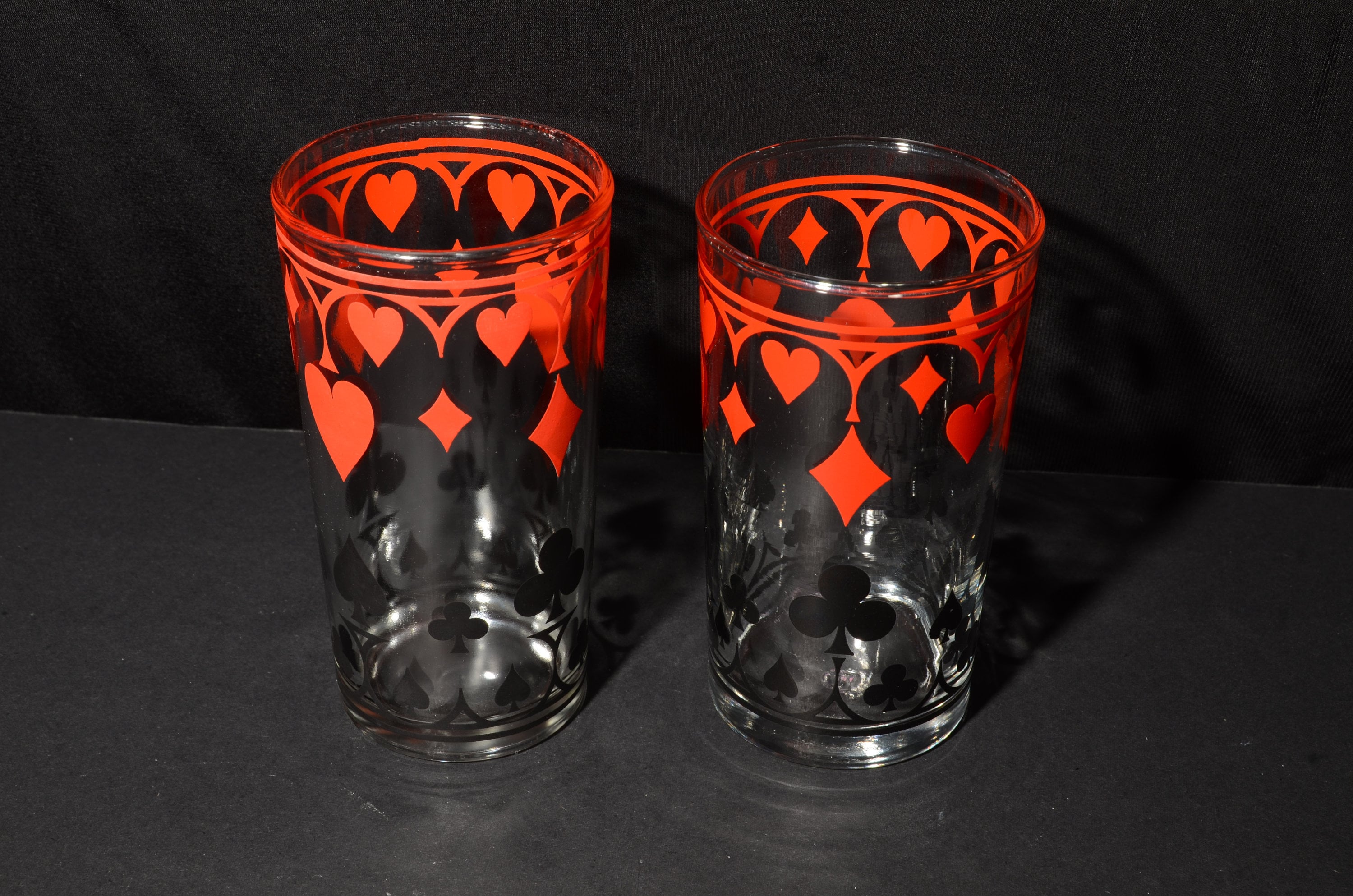 Mustard glass Vintage playing card glass Retro glass Etsy