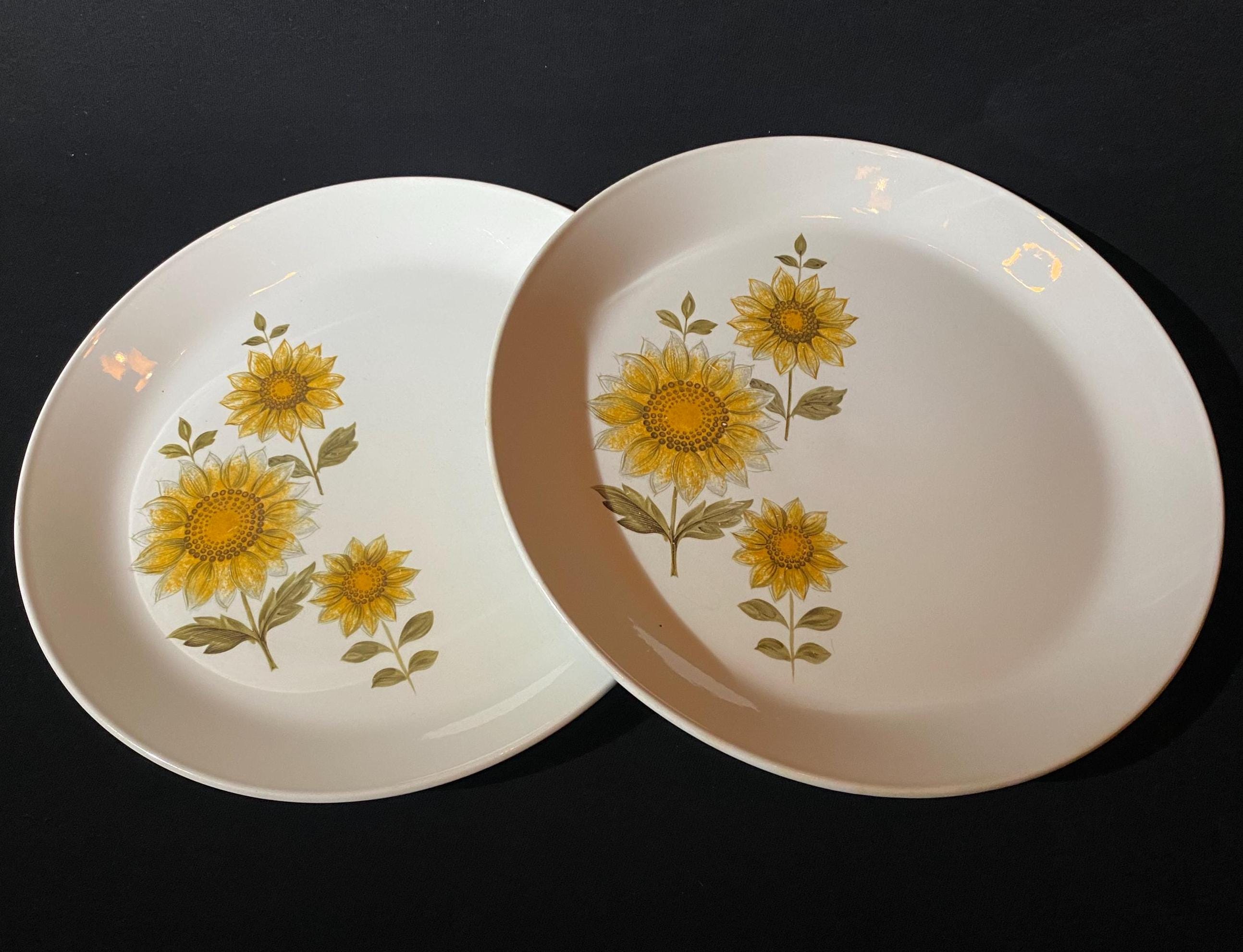 Orange flowers vintage dinner plates - Etsy 日本