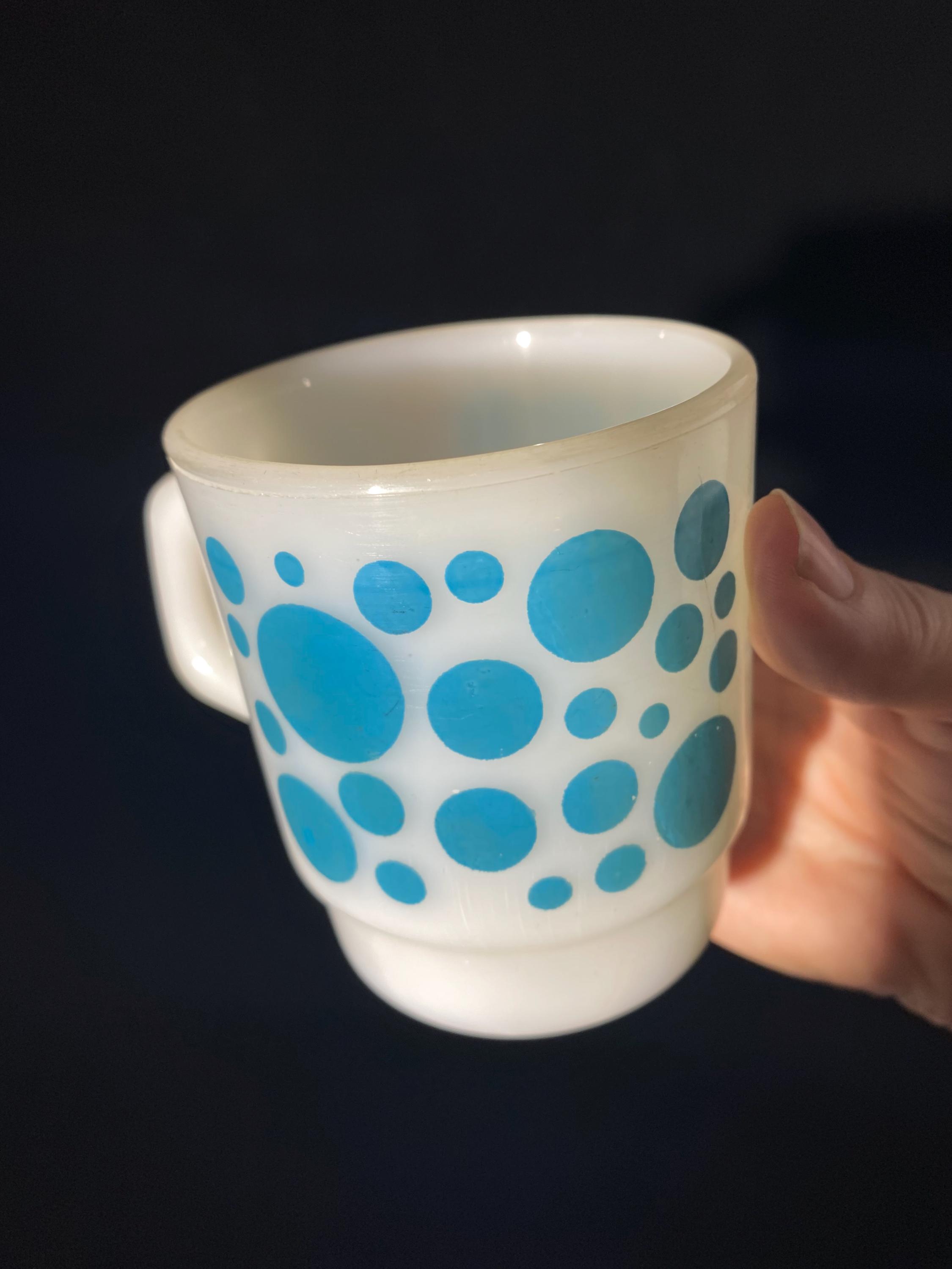ファイヤーキング ブルー ポルカドット コーヒーマグ ティーカップ