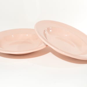 Set of 2 Grindley Peach petal coupe cream bowl deep plate 9 inches restaurant ironstone England dinnerware pink Staffordshire petalware