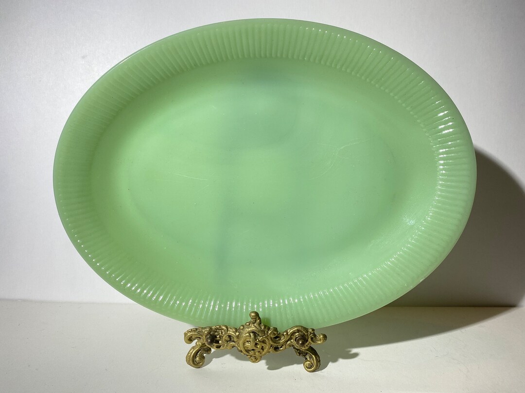 FIRE KING Jadeite Jadite Jane Ray Serving Plate 12 Inches Collectible