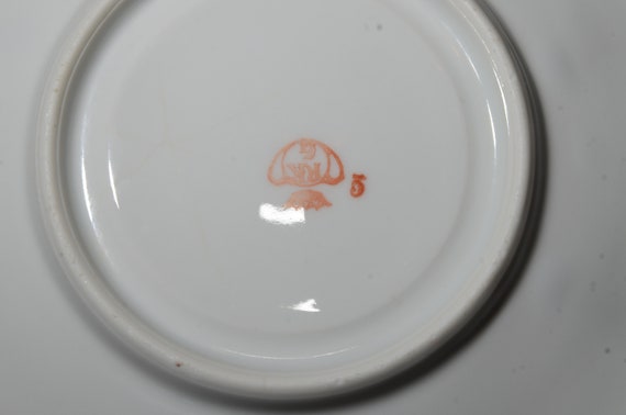 Fine Bone China dessert plate Czechoslovakia 6 inches plate octogonale shape Vintage,purple and red flowers RKG Set of 6 bread