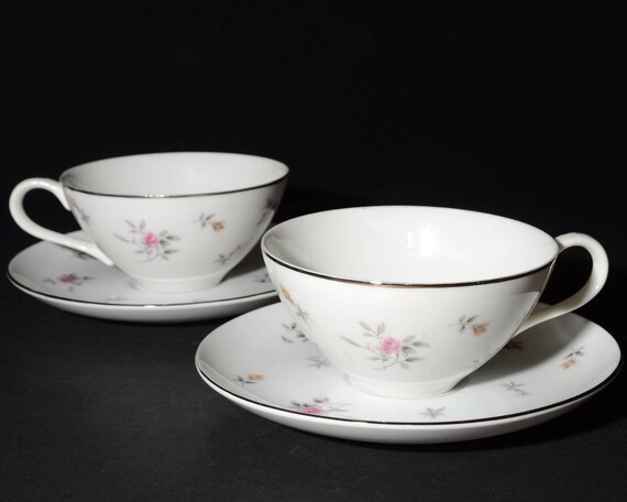 Lorraine Rose Lovely Fine China Japan Pattern 3826 Duo of Tea Cup