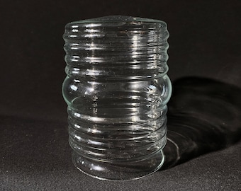 Vintage Clear Pressed Glass Lamp Ribbed Light Fixture Cover Jelly jar Ceiling Light Porch Light Globe Bullseye