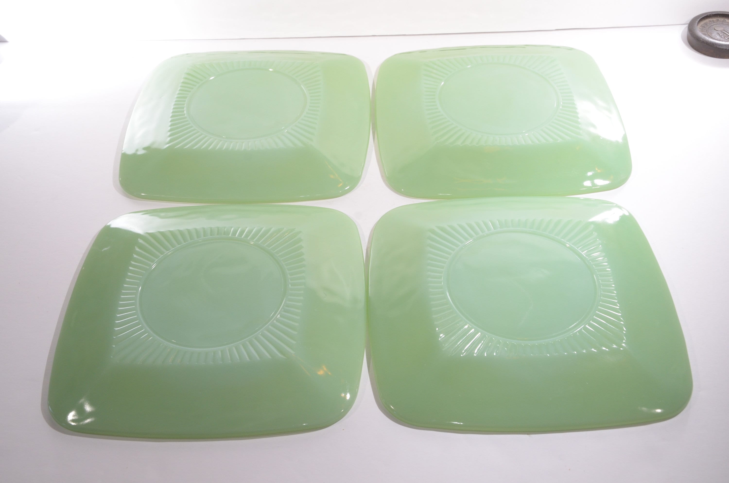Fire King Charm Jadeite Set of 4 Luncheon Plate 8 1/4