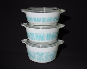 Vintage Pyrex Amish Butterprint Casserole Dish Set -Unused New in