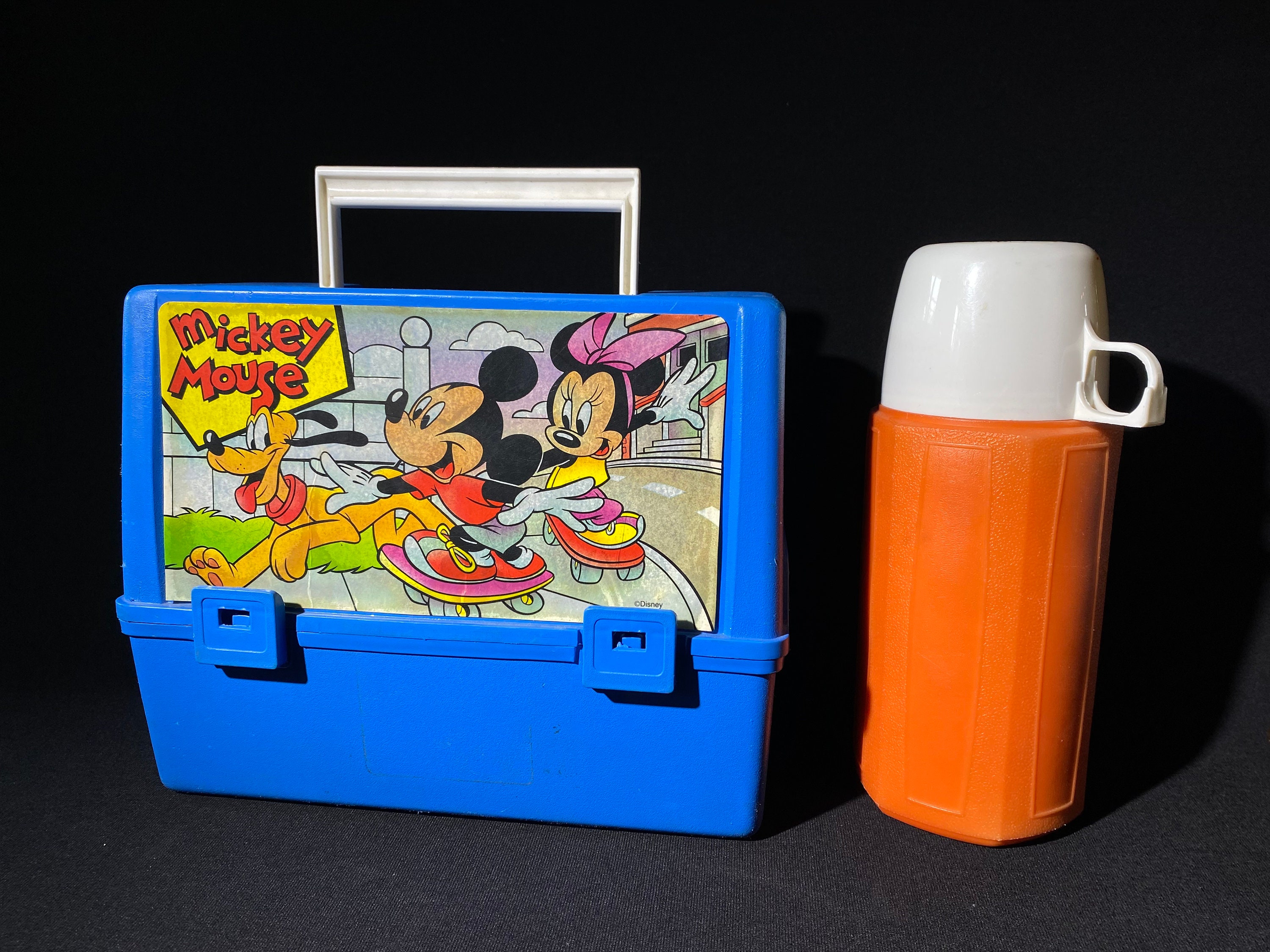 Vintage Plastic Lunch Box Blue Disney Mickey Mouse Collectible