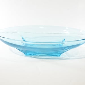 Vintage Hazel Atlas Turkosblå Glas serveringsskål oval Capri Mönster Mitten av århundradet Kolonial godisskål Banana Split skål SCRATCH USA