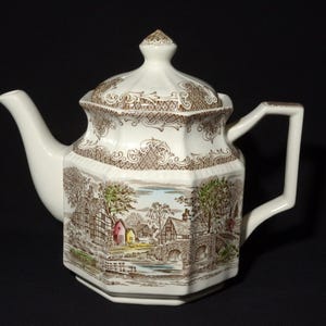 Shakespeare Sonnets teapot coffee pot  Anne Hathaway&#39;s Cottage Kensington R2815  Transferware tea pot