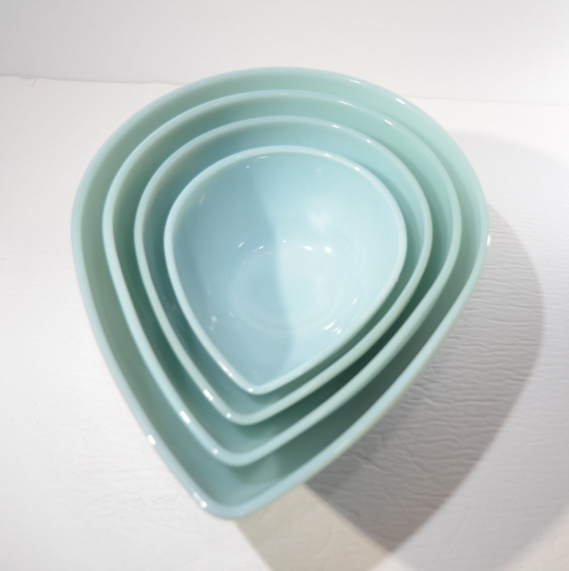 Fire King Delphite Blue Swedish Bowl Teardrop Complete Set Set of