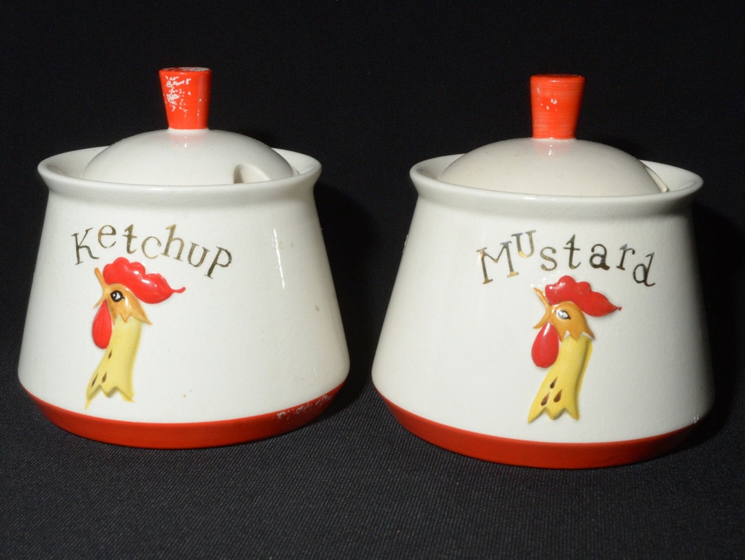 Rare Holt Howard Condiment Jar With Lid for Mustard and Ketchup Rooster