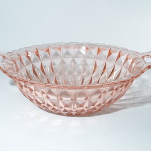 Jeannette Glass Windsor serving bowl  Pink Depression Glass Pink Depression serving dish  diamond handle