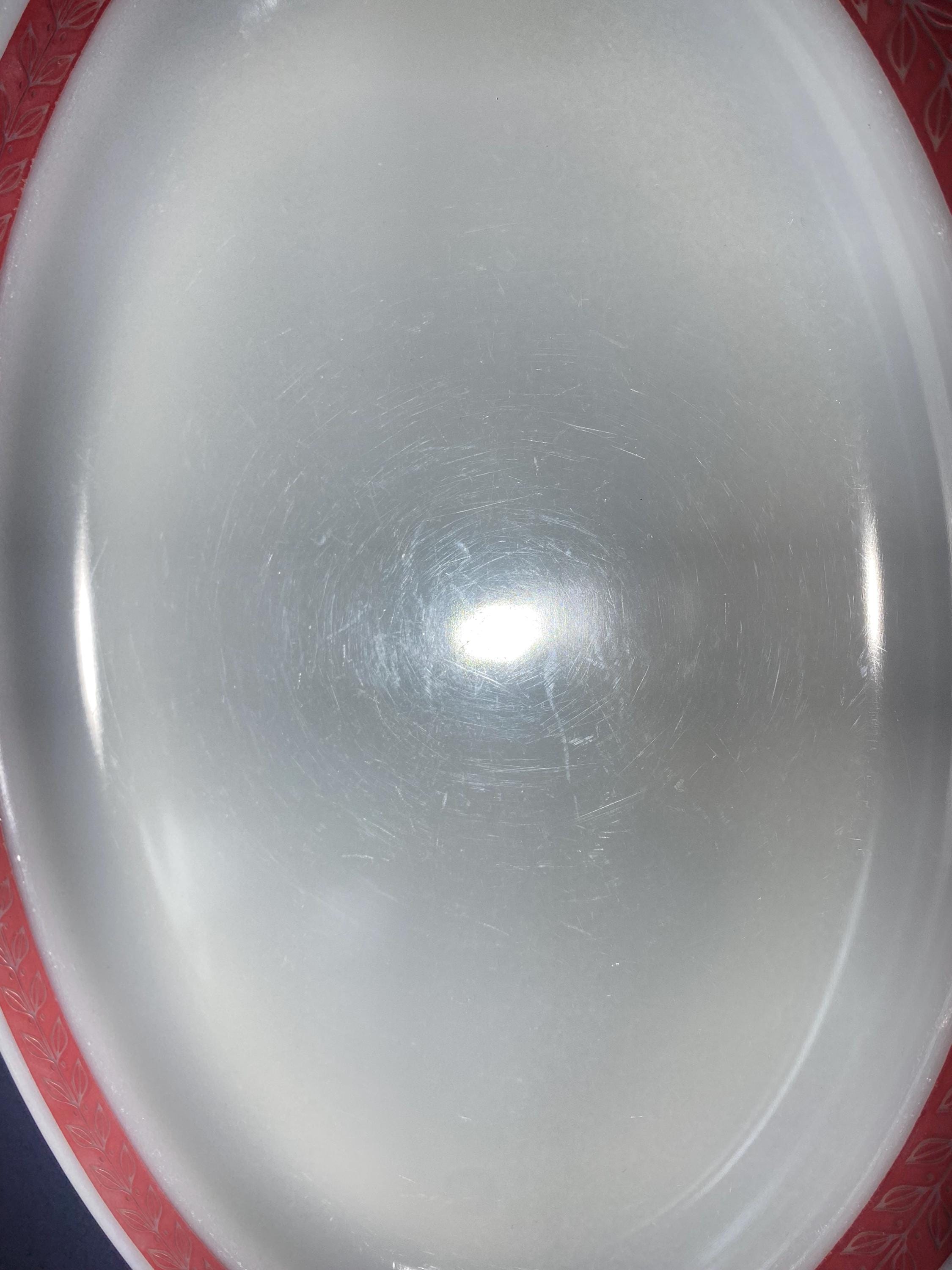 PYREX Set of 4 Red Laurel Leaf Oval Plate Platter 11.5