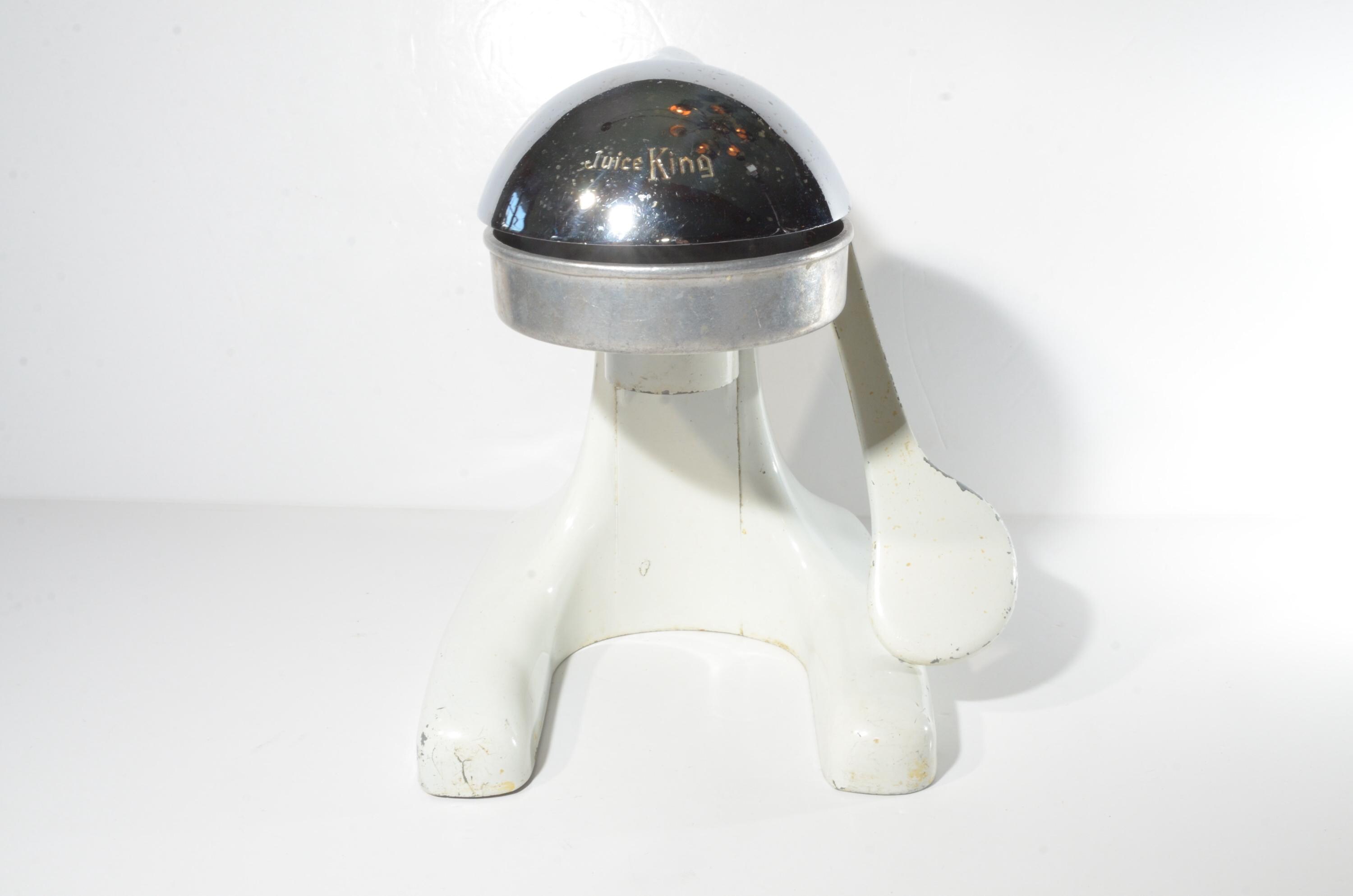 Vintage Juice-king Manual Juicer Chrome Egg Shell Mid Century