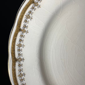 Set of 2 Grindley Cream Petal lunch plate Portman 8 inches ironstone vintage Staffordshire gold rope band England petalware cream CRAZING image 10