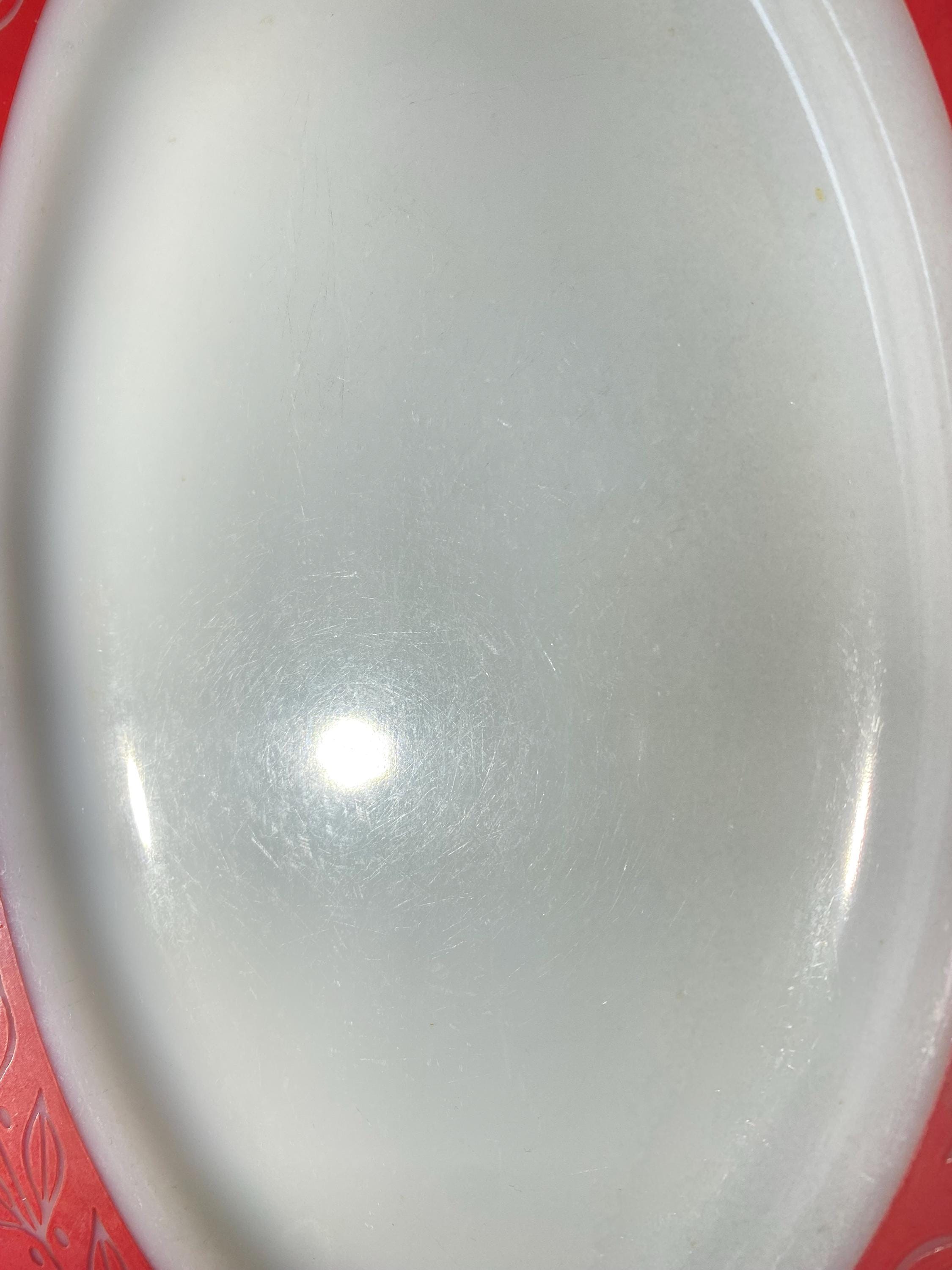 PYREX Set of 4 Red Laurel Leaf Oval Plate Platter 11.5