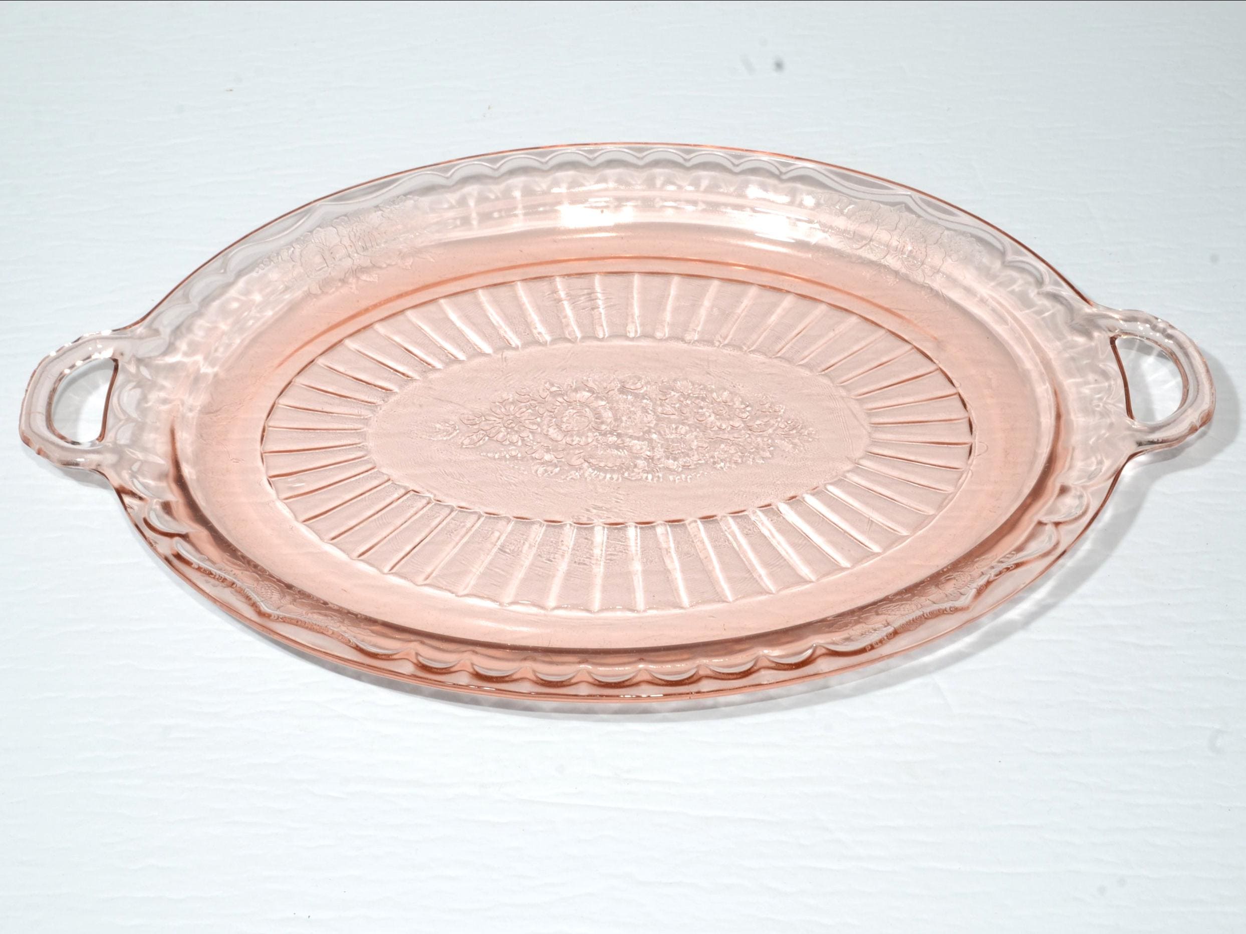 Anchor Hocking MAYFAIR Open Rose Pink Depression Glass Platter