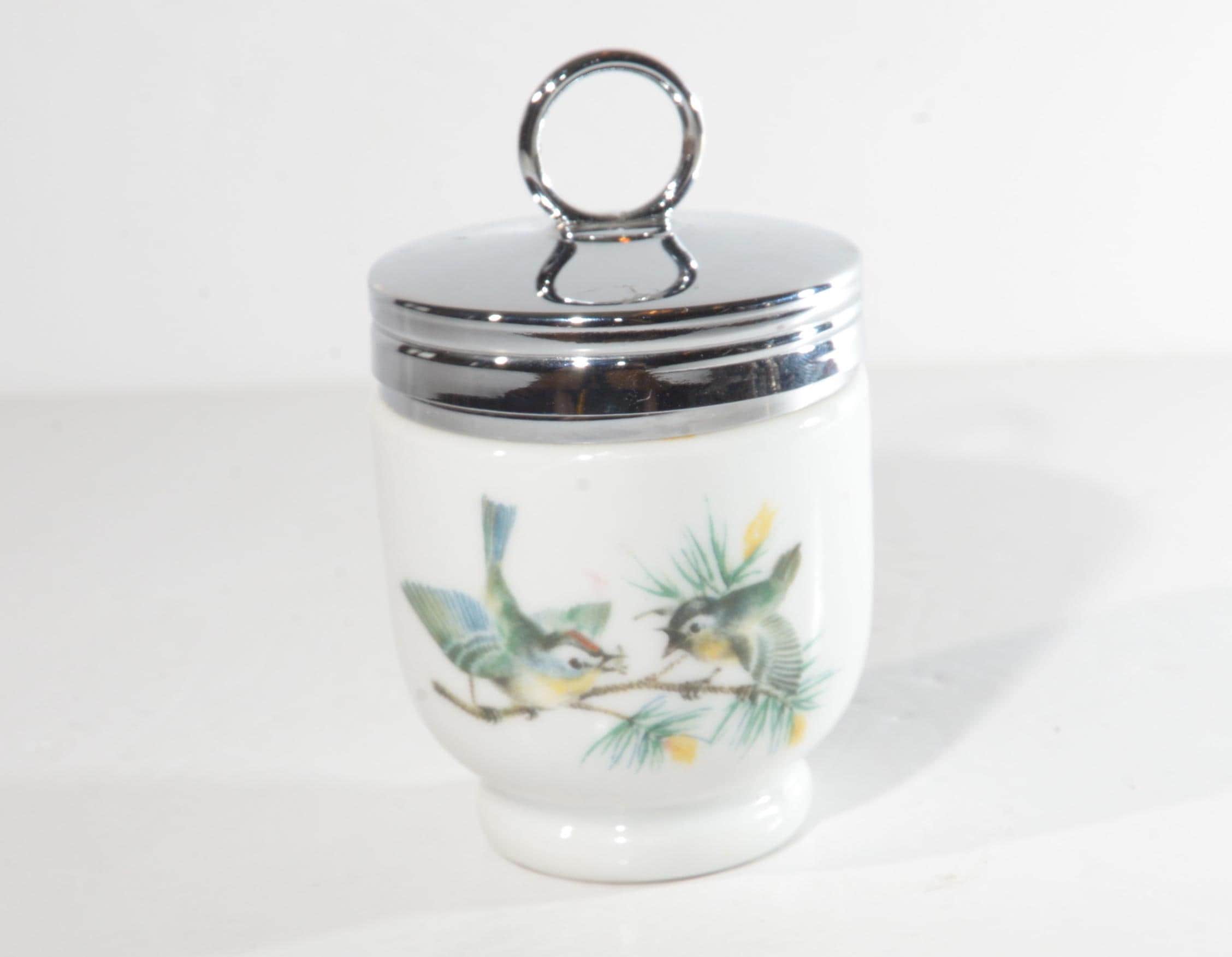 Porcelana Royal Worcester Egg Coddler com padrão de pássaro, tamanho padrão da Inglaterra, direção original