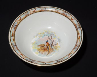STOKE ON TRENT Grimwades vintage deep serving bowl vegetable bowl salad 9.5" England rare 1930s pheasant bird Fine China  rare