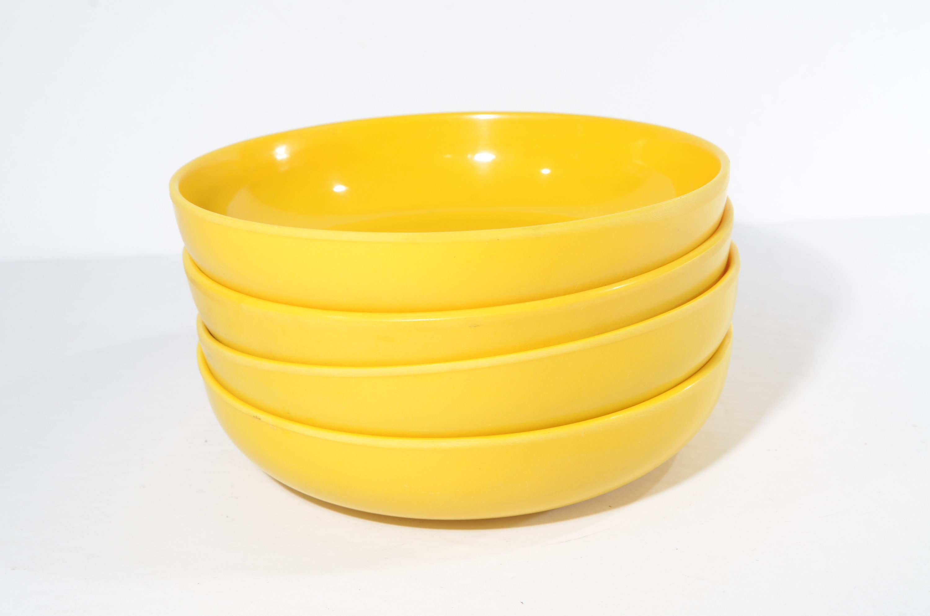 ROSE bowl camping,melmac dinnerware yellow soup MELMAC canary Hard Plastic salad Vintage Set of 4 melamine