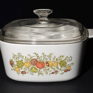 CORNING WARE 3 Qt Vintage Spice of Life Casserole Glass Lid Covered Casserole Dish Pyroceramic Pyrex 3 quart A3B USA