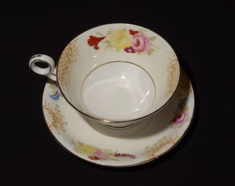 Ensemble de tasses à thé et soucoupes Radfords Fenton bordé d'or Angleterre Samuel Radford peint à la main vintage bouquet floral en porcelaine de Chine rose 6769B