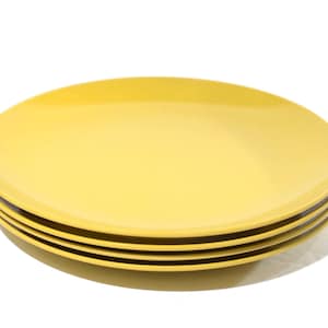 MELMAC MAPLEX Toronto Mustard yellow 6.5" plates dessert plate Set of 4 Mid century Hard Plastic Melamine camping